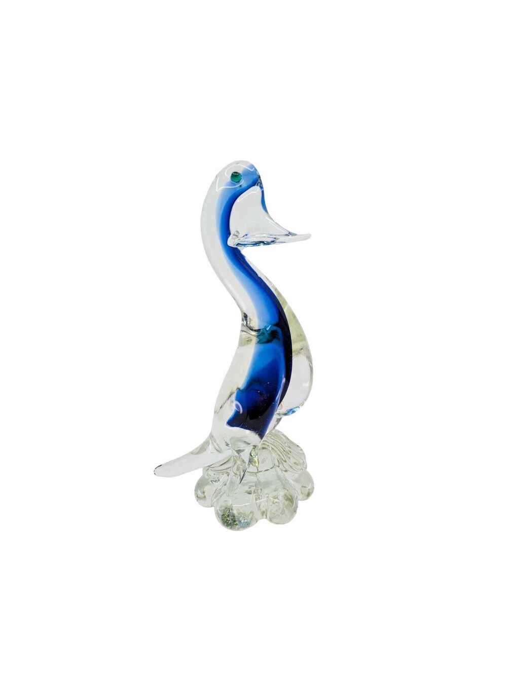 Vintage Murano Sommerso Art Glass Duck Sculpture Cobalt Blue Clear MCM